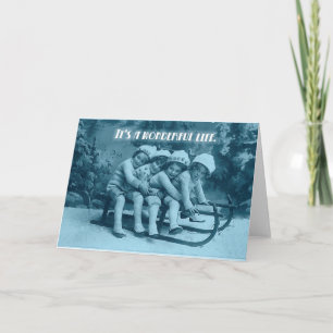 Children on Sled Greeting Card