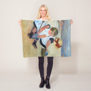 Children on the Beach, Cassatt Fleece Blanket