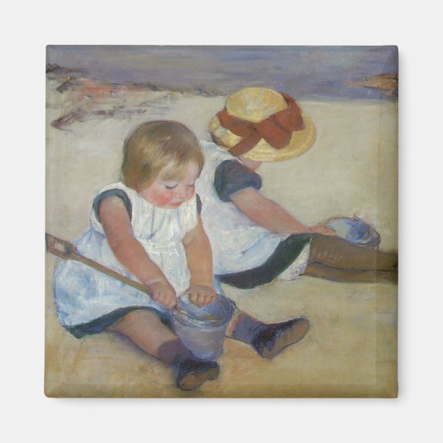 Children on The Beach, Mary Cassatt Magnet (Front)