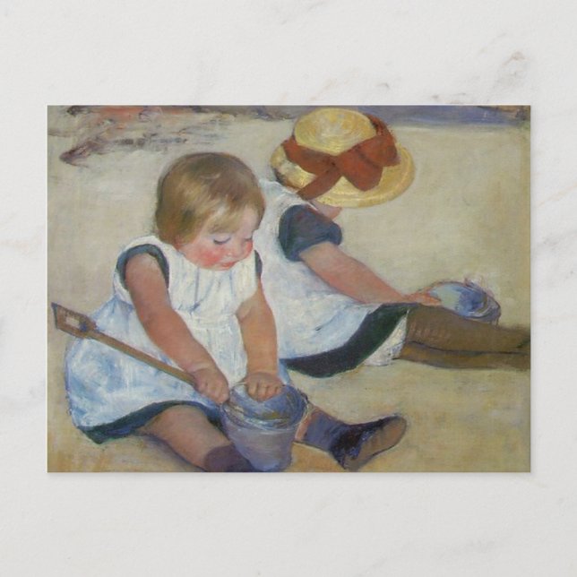 Children on The Beach, Mary Cassatt Postcard (Front)