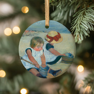 Children on the Beach   Mary Cassatt Postcard Ceramic Tree Decoration