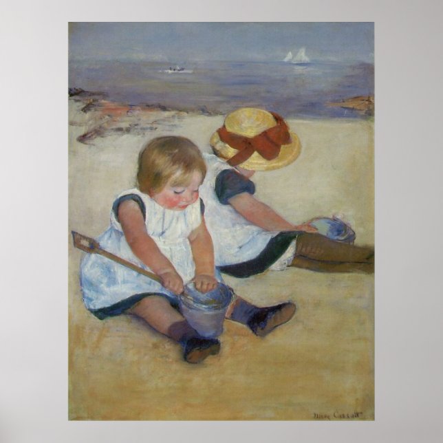 Children on The Beach, Mary Cassatt Poster (Front)