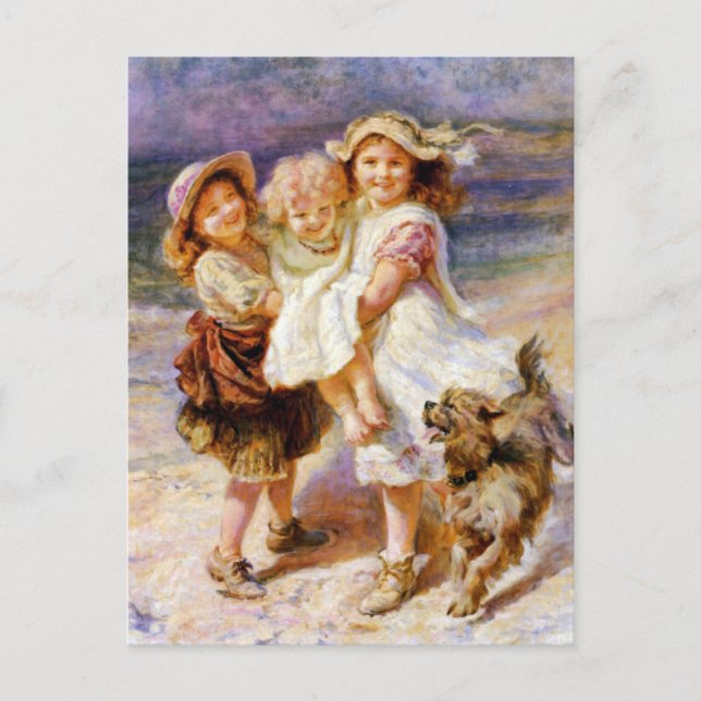 Children on the Beach Postcard (Front)