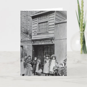 Children outside John Pounds's workshop Card