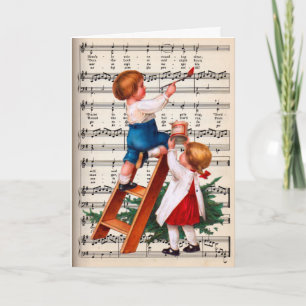 Children Painting Caroling Music Holiday Card
