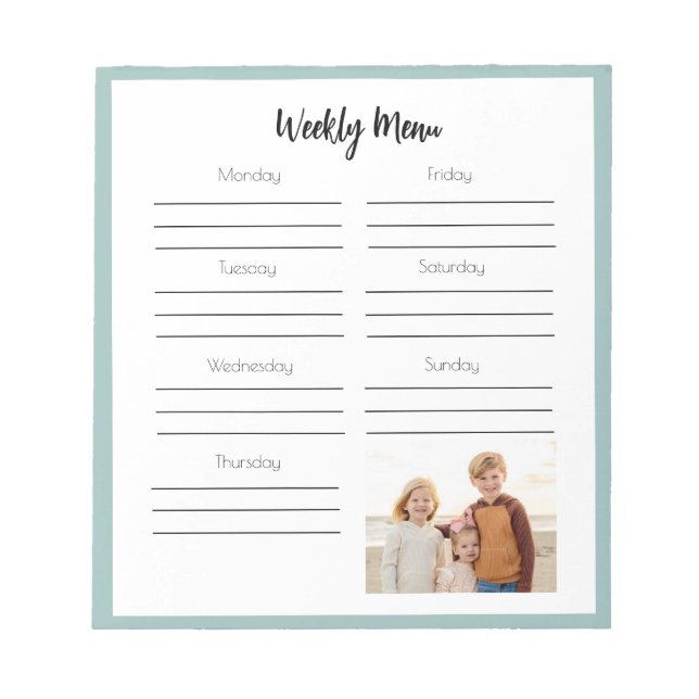 Children Photo Daily Menu Planner Notepad (Front)
