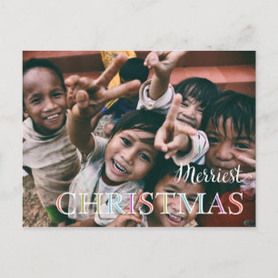 Children Photo Merriest Christmas  Holiday Postcard