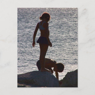 Children play along the rocks, Divi SXM Postcard