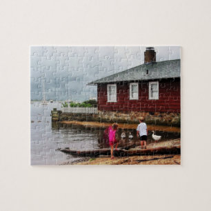 Children Playing at Harbour Essex CT Jigsaw Puzzle