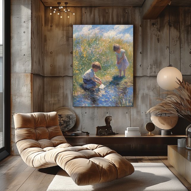 Children Playing by a Pond Sunlit – Impressionist Poster (Creator Uploaded)