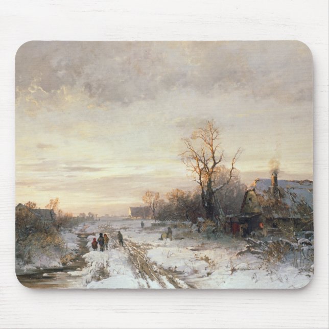 Children playing in a winter landscape mouse mat (Front)