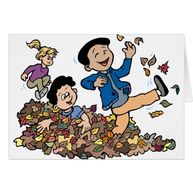 Children Playing In Leaves (Front Horizontal)