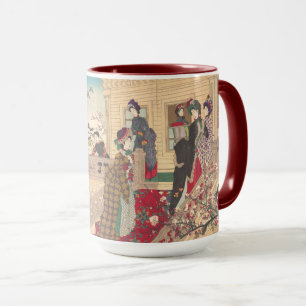 Children Playing in the Snow under Plum Trees Mug