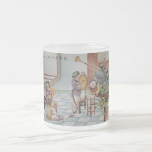 Children playing musical instruments frosted glass coffee mug