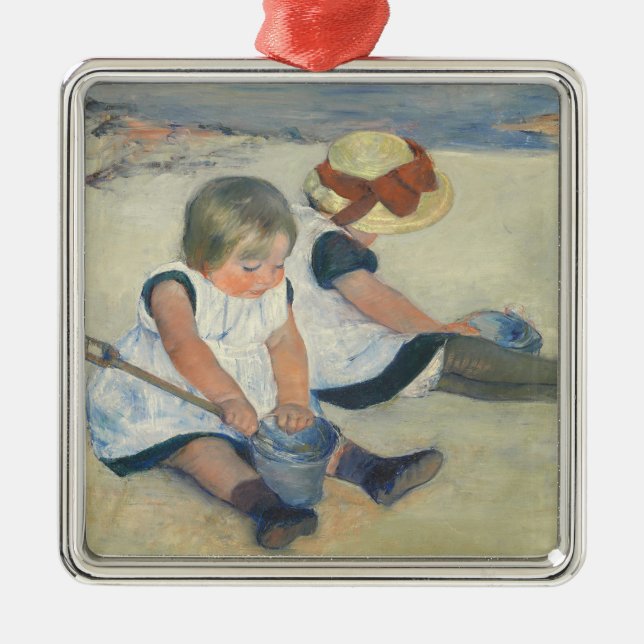 Children Playing on the Beach, 1884 Metal Tree Decoration (Front)