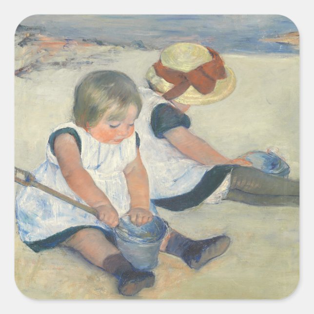 Children Playing on the Beach, 1884 Square Sticker (Front)
