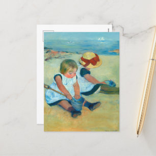 Children Playing on the Beach by Mary Cassat Holiday Postcard