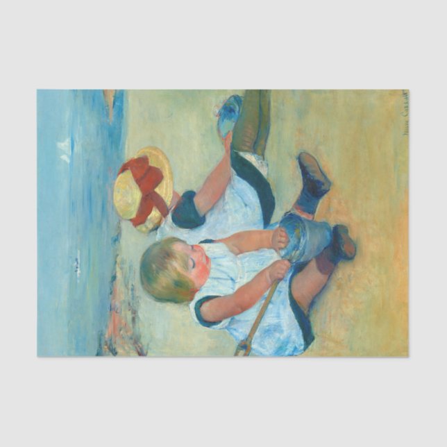 Children Playing on the Beach by Mary Cassat Tissue Paper (Front)