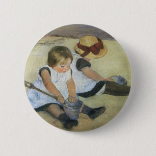 Children Playing on the Beach by Mary Cassatt 6 Cm Round Badge
