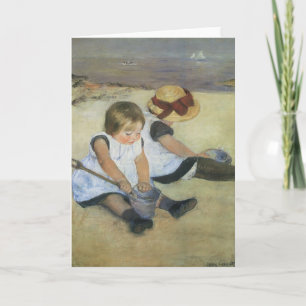 Children Playing on the Beach by Mary Cassatt Card