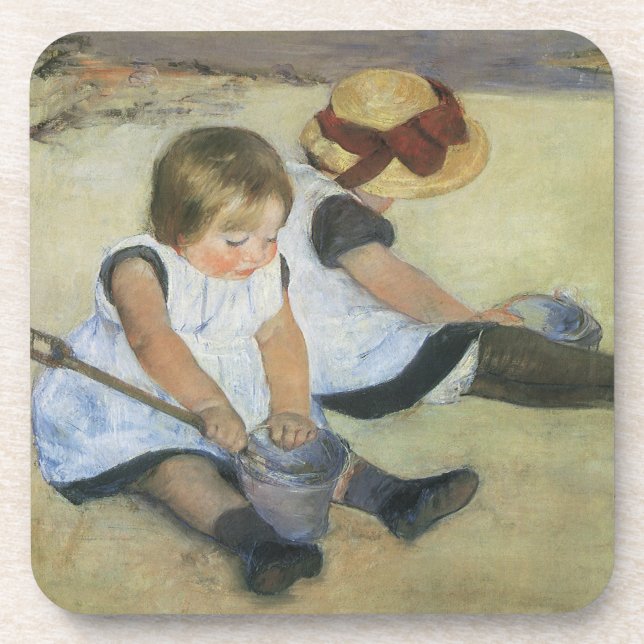 Children Playing on the Beach by Mary Cassatt Coaster (Front)