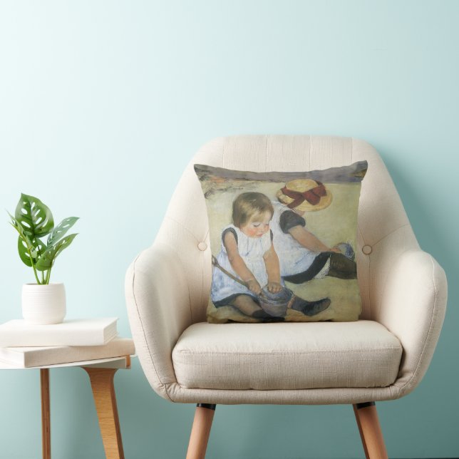 Children Playing on the Beach by Mary Cassatt Cushion (Chair)