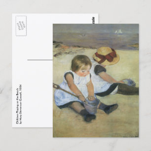 Children Playing on the Beach by Mary Cassatt Postcard