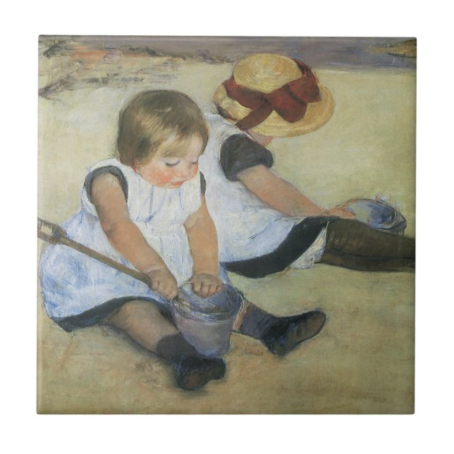 Children Playing on the Beach by Mary Cassatt Tile (Front)