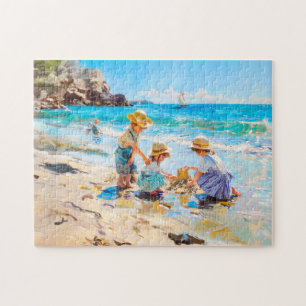Children Playing on the Beach - Impressionist Art Jigsaw Puzzle