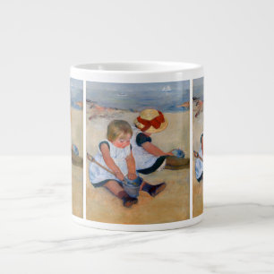 Children Playing on the Beach  Large Coffee Mug