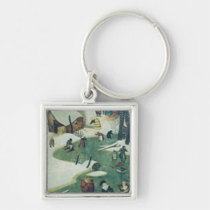 Children Playing on the Frozen River Key Ring