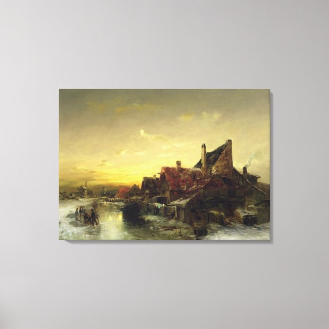 Children Playing on the Ice Canvas Print (Front)
