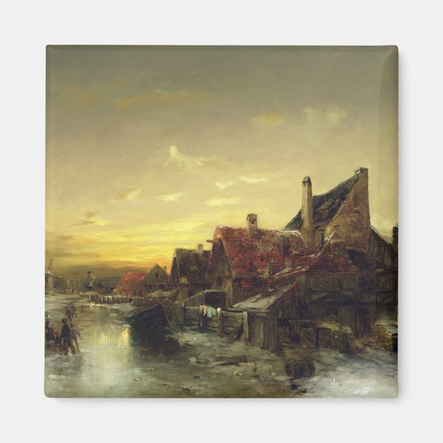 Children Playing on the Ice Magnet (Front)