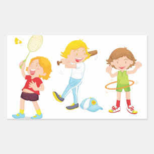 Children Playing Sports Stickers