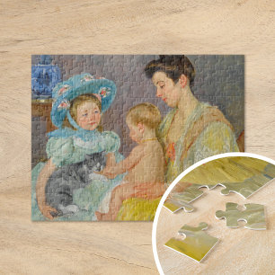Children Playing with a Cat Mary Cassatt Jigsaw Puzzle