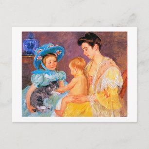 Children Playing with a Cat, Mary Cassatt Postcard