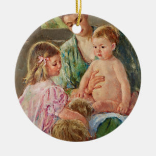 Children Playing with a Dog by Mary Cassatt Ceramic Tree Decoration