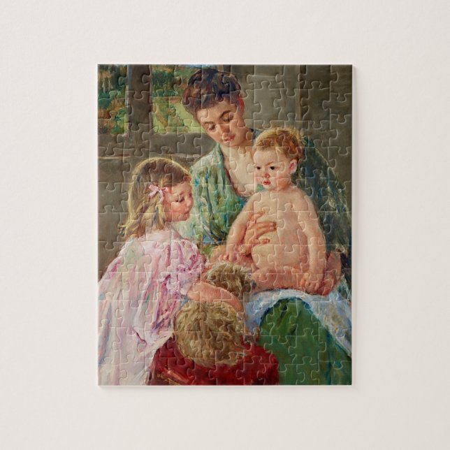Children Playing with a Dog by Mary Cassatt Jigsaw Puzzle (Vertical)