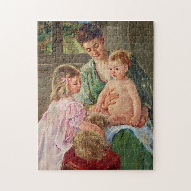 Children Playing with a Dog by Mary Cassatt Jigsaw Puzzle (Vertical)