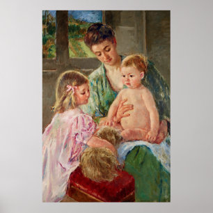 Children Playing with a Dog by Mary Cassatt Poster