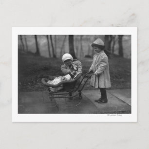 Children Playing with Campbell Kid Doll Postcard