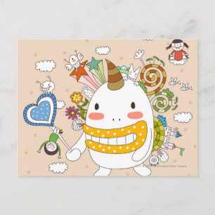 Children playing with monster postcard