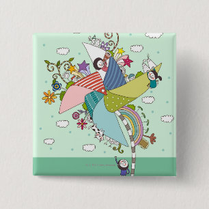 Children Playing with Toys 15 Cm Square Badge