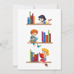 Children Reading Books Invitation