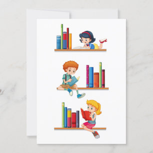Children Reading Books Invitation