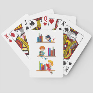 Children Reading Books Playing Cards