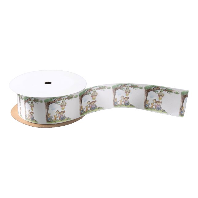 children reading books satin ribbon (Spool)