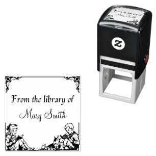 Children Reading Personalised Book Rubber Stamp