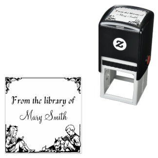 Children Reading Personalised Book Rubber Stamp