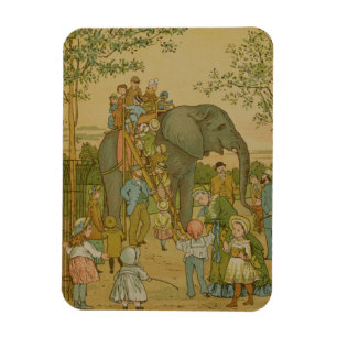 Children Riding on the Elephant (litho) Magnet